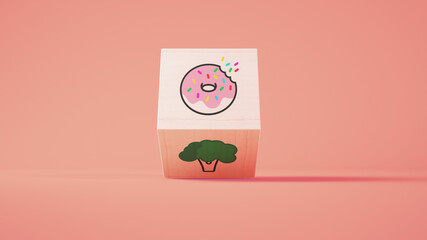 Diet cube 3d rendering