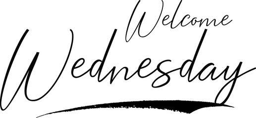 Welcome Wednesday Calligraphy Handwritten Black Color Text On Yellow 
Background