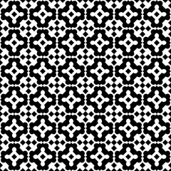 Seamless surface pattern design . Repeated white figures on black background. Symmetric abstract wallpaper. Oriental tile motif. Digital paper for textile print, page fill. Vector art illustration