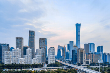 Sunny scenery of CBD buildings in Beijing, China