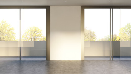 Large luxury modern minimal bright interiors room mockup illustration 3D rendering