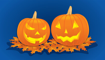 Halloween Pumpkins on wood. Halloween Background