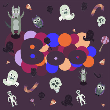 Halloween themed card with attributes on the bitacora red background with the inscription
