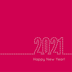 Creative happy new year 2021 design card. Vector illustration on red background