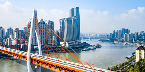 China's high-rise buildings and Dongshuimen Bridge in Chongqing, China © Govan