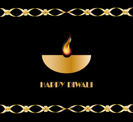 Diwali festival poster. Diwali holiday shiny background with lamps. Vector illustration.)