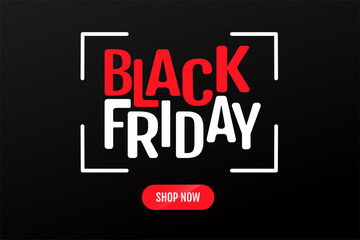 BlackFriday text design and shop now buttons. Online sales ideas.