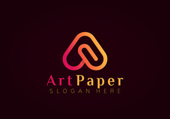 Letter A Art Paper Clip Logo Design Vector Illustration Template