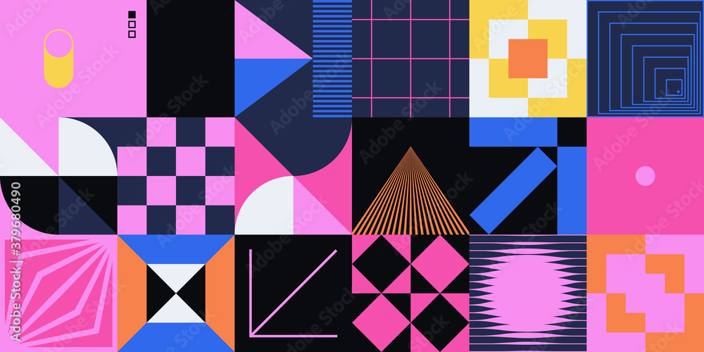 Poster computer technology abstract vector geometric pattern design graphics
