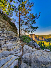 BASTEI. FORMACJA SKALNA PARKU NARODOWEGO SASKIEJ SZWAJCARII, W G&Oacute;RACH POŁABSKICH. NIEMCY