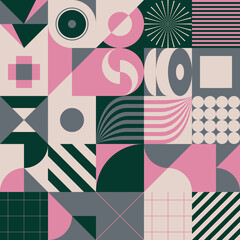 Obraz premium Post-Modern Artwork Pattern Design With Geometric Shapes