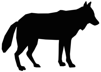 Black silhouette of a howling wolf. Vector illustration isolated on white, logo icon side view.
