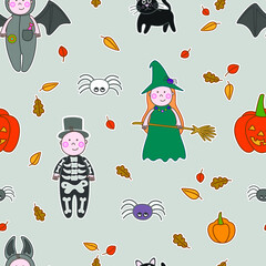 seamless pattern with Halloween elements