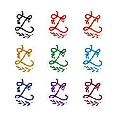 Letter Z Logo Design with Leaves, color set