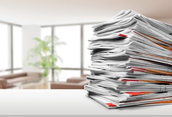 File folders with documents on white table