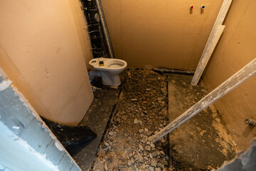 Fototapeta na wymiar renovated house, apartment renovation toilet bowl