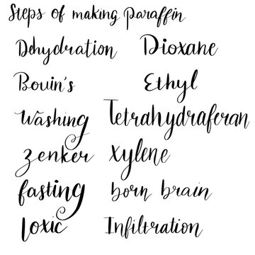 Technical terms of micro technique field with hand calligraphy lettering 