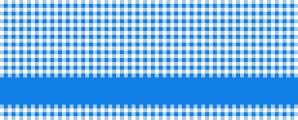 Kariertes Tischdeckenmuster in blau und weiß mit Streifen für Text