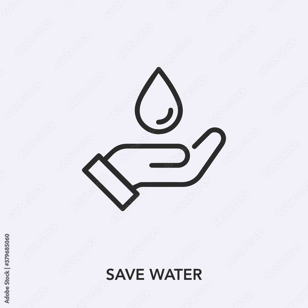 Poster save water icon vector. linear style sign for mobile concept and web design. save water symbol illus