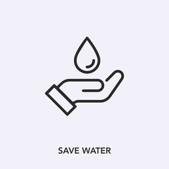 save water icon vector. Linear style sign for mobile concept and web design. save water symbol illustration. Pixel vector graphics - Vector. 