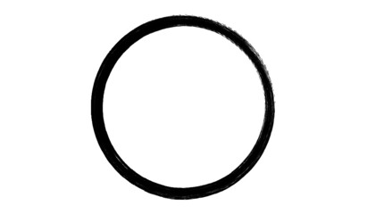 Grunge circle made of black paint.Grunge oval shape isolated on the white background.Grunge artistic element made with art brush.