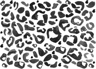 Watercolor leopard skin, Jaguar, Cheetah, Panther fur. Black and white animal skin pattern, seamless camouflage background. The design is well suited for fabric, Wallpaper, packaging, background