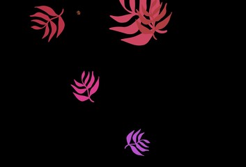Dark Pink, Yellow vector abstract backdrop with leaves.