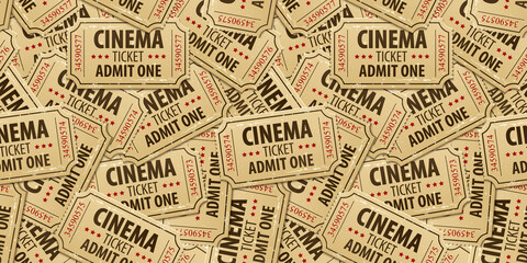 Seamless pattern background of cinema tickets. Illustration.