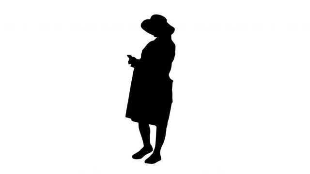 Pregnant woman on the 9th month using a smartphone, Alpha Channel