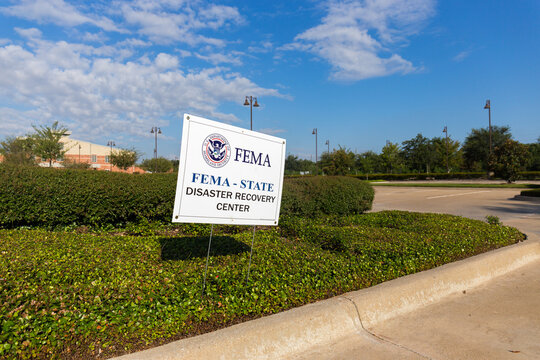 FEMA State Disaster Recovery Center Sign In A Residential Area Affected By Severe Flooding