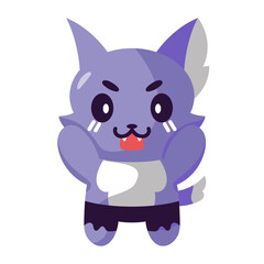 Isolated cute wolf kawaii. Halloween icon - Vector