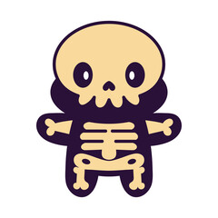 Isolated cute skeleton kawaii. Halloween icon - Vector