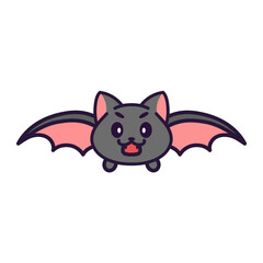 Isolated cute bat kawaii. Halloween icon - Vector