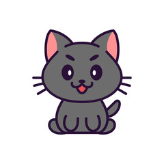 Fototapeta na wymiar Isolated cute cat kawaii. Halloween icon - Vector