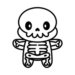 Isolated cute skeleton kawaii. Halloween icon - Vector