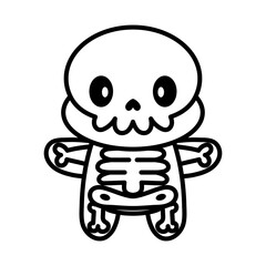 Isolated cute skeleton kawaii. Halloween icon - Vector