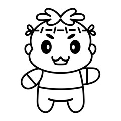 Isolated cute frankenstein kawaii. Halloween icon - Vector