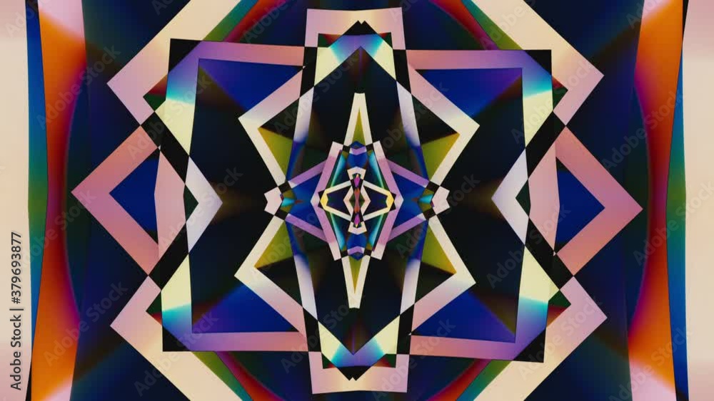 Poster star kaleidoscope hypnotic multicolored rotation seamless loop background