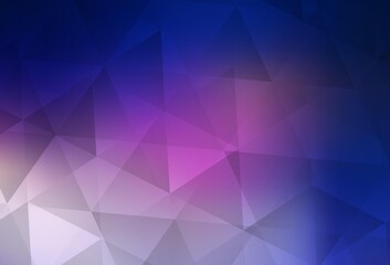 Dark Pink, Blue vector shining triangular background.