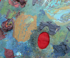 palette with different colors close-up