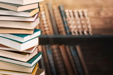 Stack of books, education and learning background