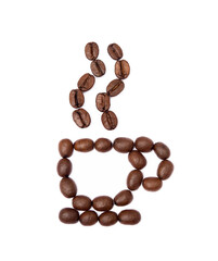 Roasted coffee beans isolated on white background