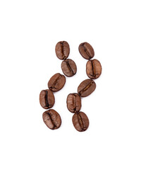 Roasted coffee beans isolated on white background
