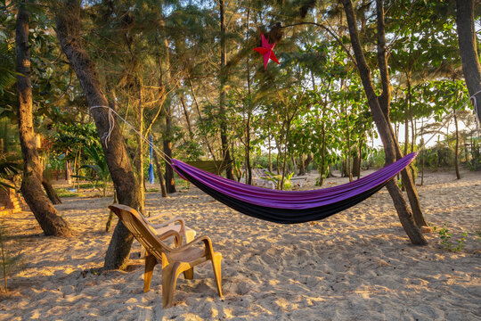Hammock  and  territory od  hotel close to Nirvana baech in Karnataka state