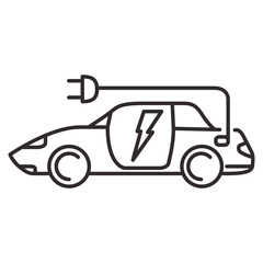  Sport car vehicle icon electric plug .Outline car vector for web design isolated on white background.