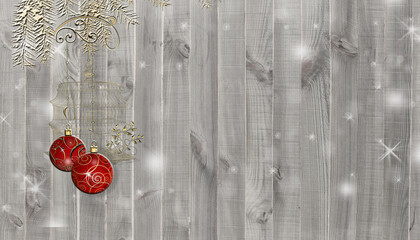 Christmas New Year wooden background
