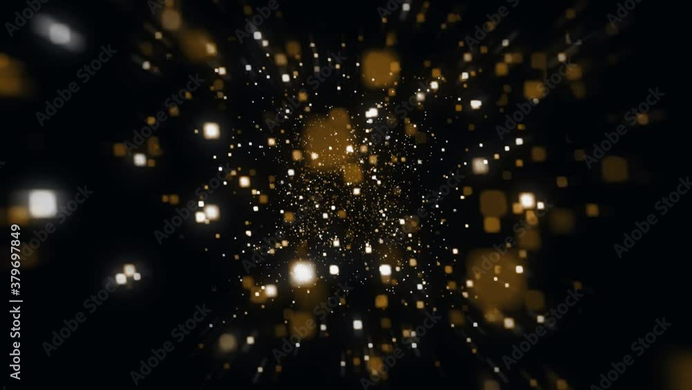 Poster abstract gold fractal particles fx background loop/ 4k animation of an abstract background with gold