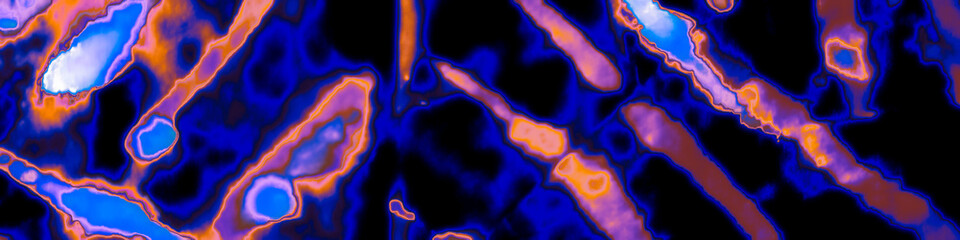 Neon Black Poster. Decorative Blue Painting. Neon