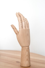 Wood hand with white background