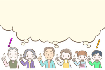 表情や仕草のセット、家族の解決、気付き、納得、コピースペース、A